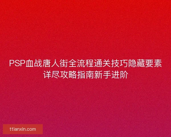 PSP血战唐人街全流程通关技巧隐藏要素详尽攻略指南新手进阶