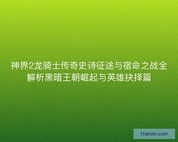 神界2龙骑士传奇史诗征途与宿命之战全解析黑暗王朝崛起与英雄抉择篇 神界2龙骑士传奇史诗征途与宿命之战全解析黑暗王朝崛起与英雄抉择篇