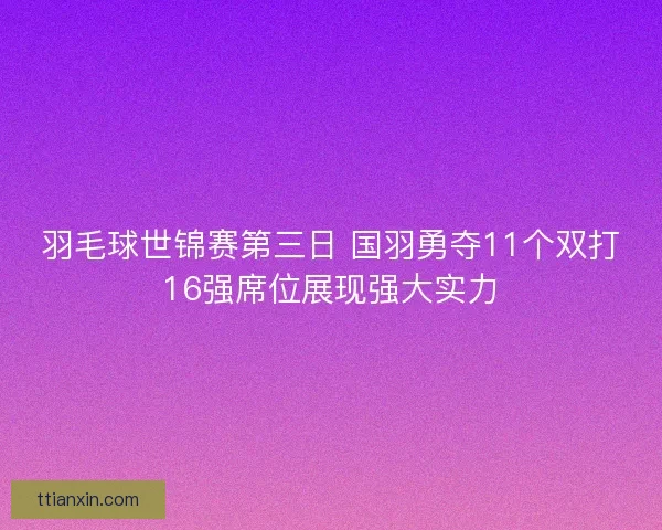 羽毛球世锦赛第三日 国羽勇夺11个双打16强席位展现强大实力 羽毛球世锦赛第三日 国羽勇夺11个双打16强席位展现强大实力