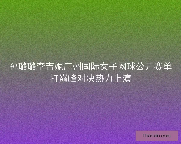 孙璐璐李吉妮广州国际女子网球公开赛单打巅峰对决热力上演