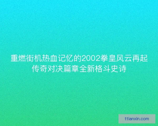 重燃街机热血记忆的2002拳皇风云再起传奇对决篇章全新格斗史诗