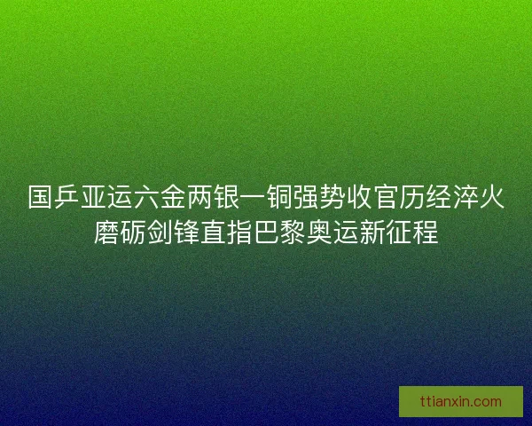 国乒亚运六金两银一铜强势收官历经淬火磨砺剑锋直指巴黎奥运新征程 国乒亚运六金两银一铜强势收官历经淬火磨砺剑锋直指巴黎奥运新征程